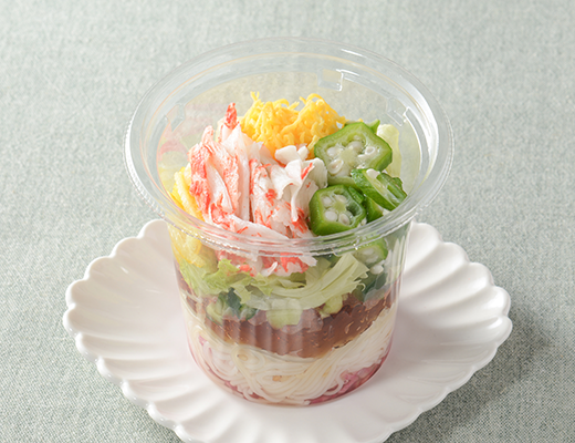 混ぜて食べる 和風パフェサラダ(ビーフン入り)